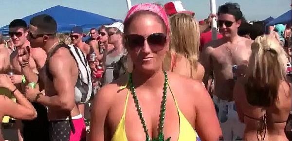  Huge beach party with sexy hot blonde
